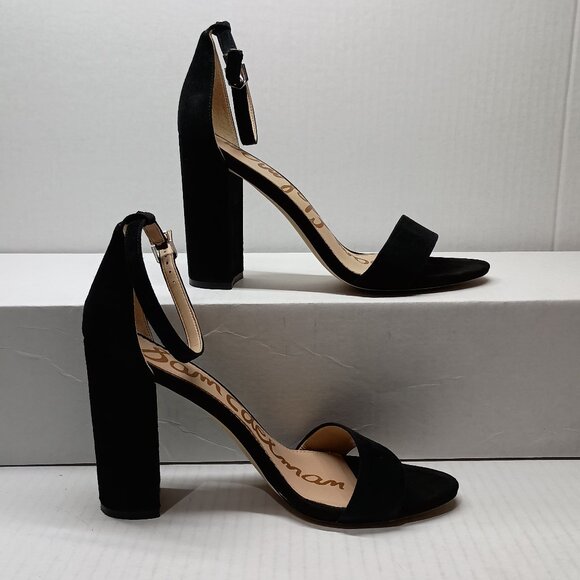 Sam Edelman Yaro Block Heel Sandals with Ankle Strap Black Suede Size 10 M - Picture 4 of 7